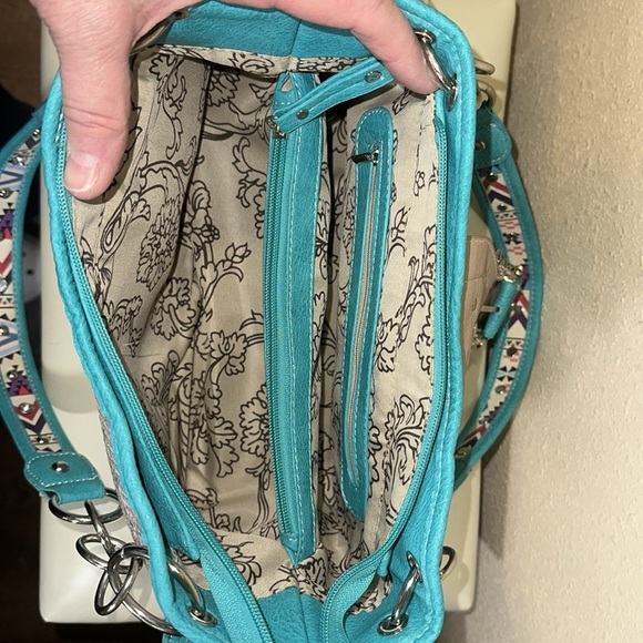 Turquoise studded, concealed shoulder bag - Picture 9 of 11
